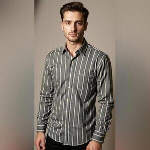 Burberry XL Striped Long Sleeve Button-Down Shirt Multicolor